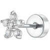 Luca Barra Single steel labret Flower with zircons PR124
