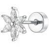Luca Barra Single steel labret Flower with zircons PR120