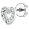 Luca Barra Single steel labret Heart with zircons PR109