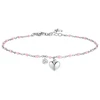 Luca Barra Steel anklet with pink beads Heart CV156