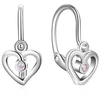 Moiss Children's sidabrinis earrings with pink zircons Heart E0000623