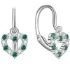 Moiss Sidabrinis children's earrings Heart with zircons E0000650