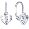 Moiss Sidabrinis children's earrings Heart with zircons E0000619