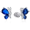 Moiss Sidabrinis earrings Butterfly with mėlynas zircons E0004464