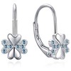 Moiss Sidabrinis earrings with mėlynas zircons, four-leaf clovers E0000569