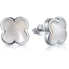 Moiss Sidabrinis earrings with mother-of-pearl Four-leaf clover E0002803