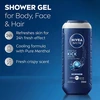 Nivea „Men Fresh Kick“ dušo želė veidui, kūnui ir plaukams, 250 ml