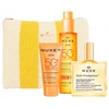 Summer Essentials Kit 2025 Set Nuxe: Sun, UV Protection, Sunscreen Kreminis, For Face, SPF 50, 50 ml + Huile Prodigieuse Or Multi-Purpose, Body Oil, For Face, Body & Hair, 50 ml + Sun, Anti-Ageing, Tanning Oil, SPF 50, 150 ml + Sun, GWP Textile Pouch, Baltas & Geltona