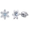 Sidabrinis Gėlių auskarai Grožis su Mėlyna Brilliance Zirconia SILVEGOB70449BDSLB