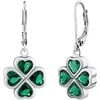Silvego Sidabrinis Clover Dangle Earrings with Žalias Brilliance Zirconia JJJ0085EG