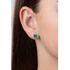 Silvego Sidabrinis earrings four-leaf clover Jonet with natural malachite and Brilliance Zirconia MW02866EG