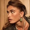 Sparkling EAGEM61-MO žalias jade oval earring pendants
