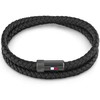 Tommy Hilfiger Juoda odinė apyrankė su plieniniu užsegimu Casual Core 2790262