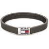 Tommy Hilfiger Šedý kožený náramek s ocelovým zapínáním 2790428