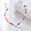 Troli Decent auksinis plated bracelet with genuine pearls and coloured beads