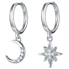 Troli Asymmetric earrings Star and moon with zircons