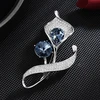 Troli Beautiful brooch with mėlynas crystals Sidabrinis