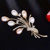 Troli Brooch Bouquet with genuine pearls and crystals Gold