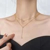 Troli Žavingas dvigubas paauksuotas karoliai su cirkoniais