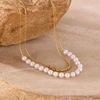 Troli Double auksinis-plated pakabukas with synthetic pearls Gold