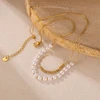 Troli Double auksinis-plated pakabukas with synthetic pearls Gold