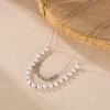 Troli Double steel pakabukas with synthetic pearls Sidabrinis