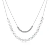 Troli Double steel pakabukas with synthetic pearls Sidabrinis