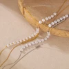 Troli Double steel pakabukas with synthetic pearls Sidabrinis
