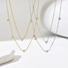Troli Double steel pakabukas with zircon and hearts Sidabrinis