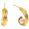 Troli Elegant auksinis-plated earrings with synthetic pearls