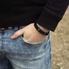 Troli Madinga odinė apyrankė su plieniniais ornamentais Oda