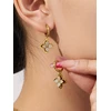 Troli Gold-plated 2in1 earrings Four-leaf clover with zircons