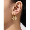 Troli Gold-plated 2in1 earrings Four-leaf clover with zircons