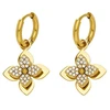 Troli Gold-plated 2in1 earrings Four-leaf clover with zircons