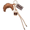 Troli Gold-plated handbag charm Croissant, coffee and chocolate