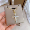 Troli Gold-plated women's pakabukas Cross with clear crystals