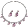 Troli Jewelry set with pink zircons Drop (pakabukas, earrings)