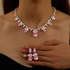 Troli Jewelry set with pink zircons Drop (pakabukas, earrings)