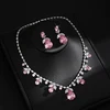 Troli Jewelry set with pink zircons Drop (pakabukas, earrings)
