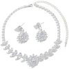 Troli Jewelry set with zircons Flower (pakabukas, earrings)