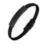 Troli Juodas leather bracelet with steel clasp STO3682
