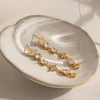 Troli Long auksinis-plated earrings with clear zircons Gold