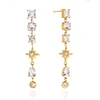 Troli Long auksinis-plated earrings with clear zircons Gold
