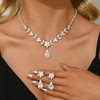 Troli Set of charming jewelry with zircons (pakabukas, earrings)