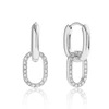 Troli Timeless oval earrings with zircons 2in1 Sidabrinis