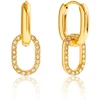Troli Timeless oval earrings with zircons 2in1 Gold