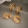 Troli Triple auksinis-plated single earrings with zircons Gold