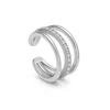 Troli Triple steel single earring with zircons Sidabrinis