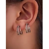 Troli Triple steel single earring with zircons Sidabrinis