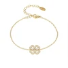Troli Women's auksinis-plated bracelet Four-leaf clover with zircons Gold